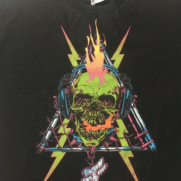 #DD Fox Racing Multicolored graphic Logo T Shirt large skull lightning foxhead - Picture 5 of 10